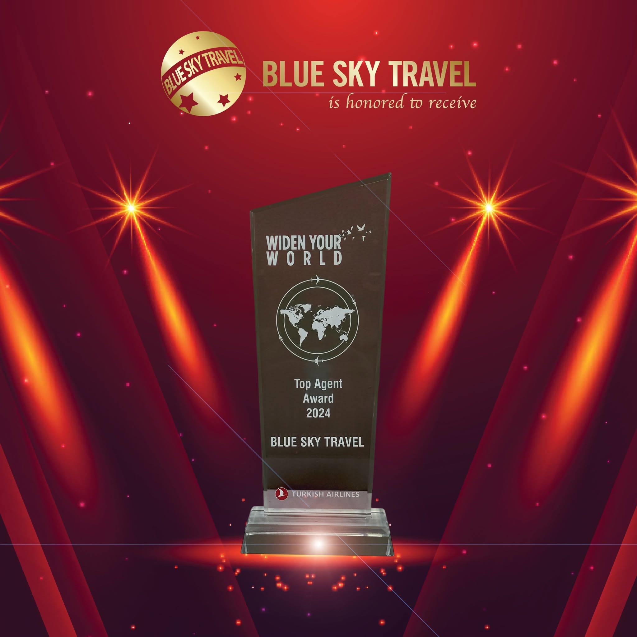 Giải thưởng "TOP AGENT AWARD 2024" đến từ đối tác Turkish Airlines.