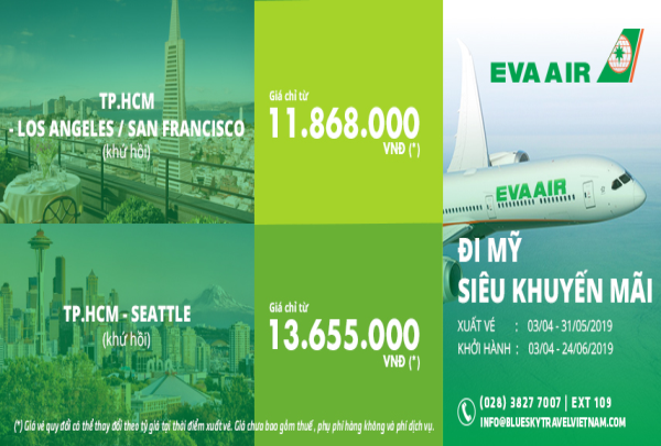 EVA AIR - ĐI MỸ SIÊU KHUYẾN MÃI 