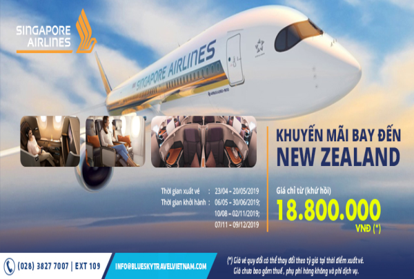 SINGAPORE AIRLINES “KHUYẾN MÃI BAY ĐẾN NEW ZEALAND”