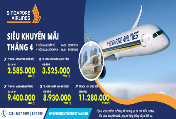 SINGAPORE AIRLINES - THÁNG 4 SIÊU KHUYẾN MÃI 