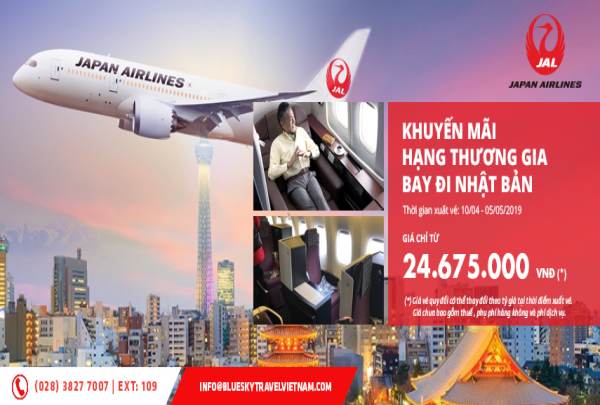 JAPAN AIRLINES - KHUYẾN MÃI HẠNG THƯƠNG GIA BAY ĐI NHẬT BẢN 