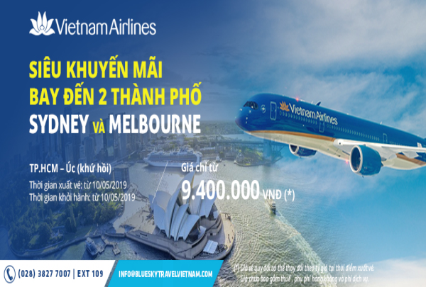 Vietnam Arilines - Giá khuyến mãi cho hành trình bay đến 2 thành phố lớn SYDNEY - MELBOURNE