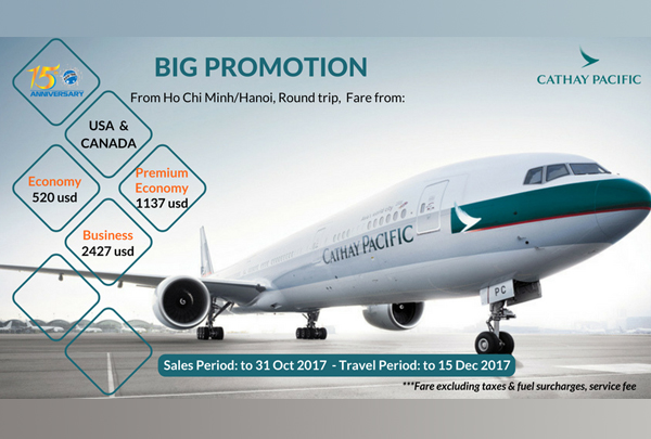 HẤP DẪN ĐƯỜNG BAY BẮC MỸ CÙNG CATHAY PACIFIC